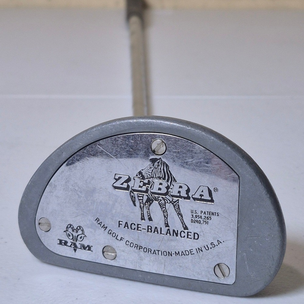 Vintage Ram Zebra Face Balanced Mallet Putter Steel 34" RH Made in USA